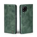 LBH Handyhülle für Samsung Galaxy A12 in Grün mit Karten- und Geldfach Smartphone Hülle mit Standfunktion Flip Case Schutzhülle Magnetverschluss Vintage