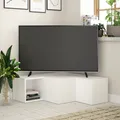 DECORTIE Compact Moderner TV-Ständer Multimedia-Center TV-Element Weiß mit Stauraum 94 x 91 x 31 cm