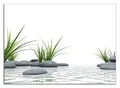 ARTland Spritzschutz Küchenrückwand aus Alu für Küche Herd Spüle 70x50 cm (BxH) mit Motiv Natur Zen Wellness Spa Yoga Asien Gräser Stein Weiß T6CD