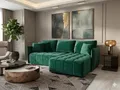 CORNERO Ecksofa mit Schlaffunktion und Bettkasten CHICAGO L-Form Couch mit Stauraum Ecksofa in L-Form Wohnlandschaft Grün Ottomane rechts