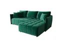 CORNERO Chicago Ecksofa L-Form mit Schlaffunktion und Bettkasten – Couch L-Form fürs Wohnzimmer 3-Sitzer 245 cm x 185 cm x 85 cm (Grün, Ottomane Rechts)