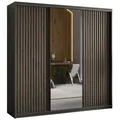 Masseno Schwebetürenschrank ORRA Kleiderschrank mit Spiegel und Schubladen Schlafzimmerschrank schwarz 180 cm