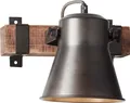 Brilliant Wandleuchte Spotstrahler Plow Schwarz/Holz max. 10W E27 schwenkbar