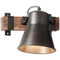 Brilliant Plow Wandspot Strahler Leuchte Vintage Rustikal Holz dimmbar E27 Stahl