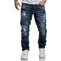 Amaci&Sons Straight-Jeans MEDFORD Destroyed Jeans Herren Regular Fit Destroyed Jeans blau W33/L30