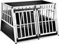 tectake® Hundetransportbox doppel mit schräger Rückwand mit schützenden Kunststoffecken