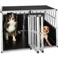 Tectake Hundetransportbox Doppel  Mit Schräger Rückwand Aus Aluminium  Robust und Pflegeleicht  104 x 90 50 x 69 cm Schwarz