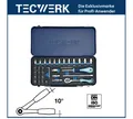 TECWERK  1/4" Steckschlüsselsatz 36-teilig in Stahlblechkassette 4-13 mm 6-Kant