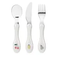 LÄSSIG Kinderbesteck Set 3-teilig Löffel Gabel Messer Edelstahl Kunststoffgriff/Cutlery Happy Fruits