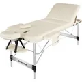 Tectake 3 Zonen Massageliege Phuket Breite 70 cm  Polsterung 5 cm Inklusive Tragetasche und 15 Einwegtücher  212 x 103 x 90 cm Beige