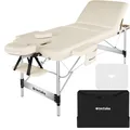 3 Zonen Massageliege Phuket, Tragetasche, Aluminiumgestell beige B-Ware