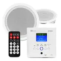 Power Dynamics BTW30SET – Wand-Audiosystem mit Zwei Deckenlautsprechern, 5 m Kabel, 15 W, Weiß, einfache Installation, FM-Tuner und USB-Port, Verstärker Klasse D
