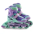 Disney Die Eiskönigin 3-in-1 INLINER, Rollschuhe für Mädchen, VERSTELLBAR, mit leuchtenden LED-Rädern, ideal zum Lernen (violett, 34-37 EU)