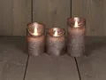 Coen Bakker Deco BV LED-Kerze 3er Set LED Echtwachskerze 10 / 12,5 & 15 cm, Ø 7,5 cm (3-tlg), große Farbauswahl, Timerfunktion, flackernder Docht
