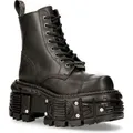 New Rock Unisex-Kampfplattformstiefel aus schwarzem Leder – TANK083-C1