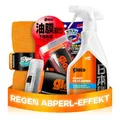 Auto Glaspolitur Set: Soft99 Glass Compound Roll On (100ml) + Soft99 Glaco De Cleaner (500ml) Glasreiniger + Mikrofasertuch - Regenabweiser mit Abperleffekt für verbesserte Sicht bei Regen | 3-teilig