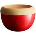 Emile Henry Tiefe Keramikschale mit Korkdeckel - rot - grand cru