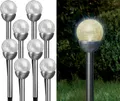 IC Gardenstyle LED Solarleuchte Solarlampen für Außen aus Edelstahl mit Bruchglaskugel, LED fest integriert, Warmweiß, moderne Solar Gartenleuchten, kabellos, Bruchglas-Kugel, wetterfest