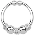 Modern Nature Piercing-Schmuck Nasenpiercing Fake Septum Klemm Ring mit Kugeln in Silber, 1,0 x 10 mm