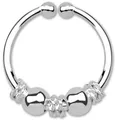 Nasenpiercing Schmuck Fake Septum Nasenring 925 Silber mit zwei Kugeln 1,0x10mm