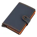 Secrid Miniwallet Kartenetui Nightblue & Orange aus Leder für 4 Karten mit oder 6 Karten ohne Prägung, Maße: 10,2 x 6,5 x 2,1 cm, MM-Nightblue & Orange