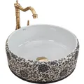 wohnwerk.idee Aufsatzwaschbecken Waschbecken Vintage Blau Ornamente Blumen Florisa Design