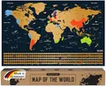 envami® Weltkarte zum Rubbeln I Gold I Made in Germany I Englisch I 68 x 43 cm I Landkarte zum Rubbeln I zum Freirubbeln I Rubbelweltkarte zum Freikratzen I Scratch Off Map