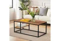 VOWNER Couchtisch Wohnzimmer Tisch, Stahlrahmen (1er-Set), Walnuss Farbe