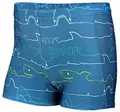 Aquarti Badehose mit Motiv – Schwimmhose Jungen Enganliegend, Badehosen für Jungen Schnell Trocknend, Farbe: Haie/Jeans, Größe: 128