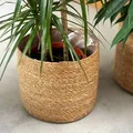 Seegras Korb rund natur Ø 38 x 35 mit Einsatz Blumentopf geflochten Aufbewahrungskorb Über-Topf Blumenkorb - Braun