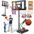 KESSER® Mobiler Basketballständer Basketballkorb 160-210cm Set mit Ball & Pumpe - Schwarz