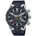 Casio Herren Solar Armbanduhr, 55.60mm GehäusegröÃŸe mit schwarz analog Zifferblatt und schwarz Metallarmband Armband EQB-2000DC-1AER
