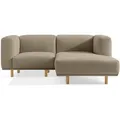 Konsimo® Ecksofa-Rechts, Greige, Holz, L-Form, 204x155 cm, Wohnzimmer, Sofas & Couches, Wohnlandschaften, Ecksofas
