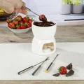 Schokoladen Fondue Schoko Fondue Set Schokoladenfondue Schokofondue Tasse Fondueset Teelicht Klein Mini Wichtelgeschenke für Frauen Männer 4 Personen Schokolade Schmelzen Keramik Schoko & Käsefondue