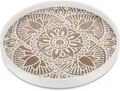 Wiladu Dekotablett Holztablett Deko Tablett Rund Vintage 30 cm Boho Stil