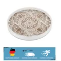 Rustikales Deko Tablett Weiß Gewaschen 30cm -  für Kerzen und Teelichter