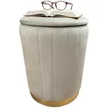 Relaxdays Hocker, Grau, Textil, 1-Sitzer, Rund, 32x42x32 cm, Wohnzimmer, Hocker, Sitzhocker