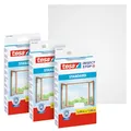 tesa Insect Stop Klett Fliegengitter für Fenster - Insektenschutz mit Klettband, zuschneidbar - Mückenschutz ohne Bohren - 3 x Fliegen Netz - 100 cm x 100 cm - Weiß