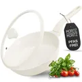 Moritz & Moritz Keramik Pfanne mit Deckel 26cm - Antihaft - Creme