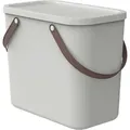 Rotho Aufbewahrungsbox mit Deckel 25L Albula - Kunststoffbox 40 x 23,5 x 34 cm - Stapelbox mit bequemen Griffen - Regalbox aus robustem Kunststoff - Weiß