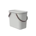 Rotho Albula Aufbewahrungsbox mit Deckel 25l | Praktische Box mit Henkel | sicher verschließbar | stapelbar & platzsparend | pflegeleicht | creme-weiß