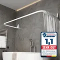 Erica Duschvorhangstange L-Form & U-Form - 4-in-1 Duschvorhangstange für Bade...