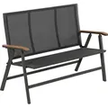 Dehner Klappbank Colmar, 2-Sitzer, 127 x 99 x 61.5 cm, Aluminium/Textilene/FSC® Teakholz, grau - Grau