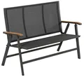 Dehner Klappbank Colmar, 2-Sitzer, ca. 128x 99 x 61.5 cm, aus FSC® - zertifiziertem Teakholz / Aluminium / Textilene, grau
