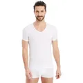 FINN Design Unterhemd Business Unterziehshirt Herren Kurzarm mit V-Ausschnitt Das perfekte T-Shirt für Männer unter Hemd und Anzug weiß 3XL