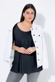Ulla Popken T-Shirt T-Shirt Zierfalten A-Linie Rundhals Halbarm Modal