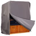 Strandkorb Hanse Schutzhülle Winterfest aus 600 D Oxford Gewebe mit extra flexiblem Klettverschluss, Premium Strandkorbhülle 120cm breit in grau