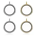 Strass-Foto-Charms 4 Stück runde Erinnerungsmedaillon-Anhänger Brautschmuck H...
