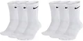 NIKE 6 Paar Unisex Trainingssocken Everyday Cushioned Crew Socks SX7666, Farbe: Weiß; Größe: 34-38