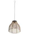 Dehner Solar-Hängelampe Mila, Gartenleuchte mit warmweißem Licht, IP44, Ø 26 cm, Höhe 22 cm, Kunststoff/Metall, Natur/braun